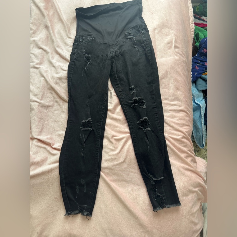 Distressed Black Women Jeans